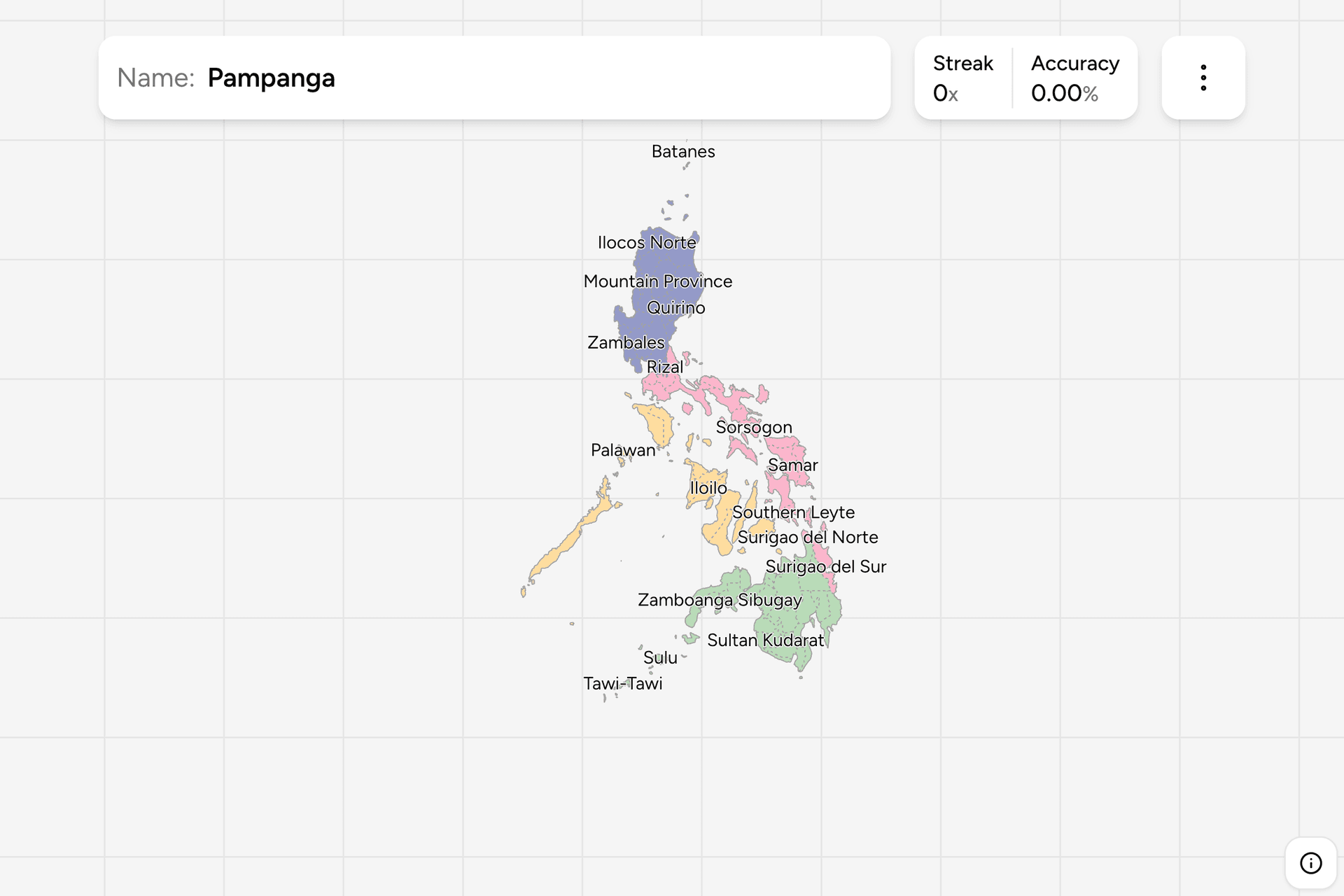 Screenshot of Philippines Provinces game
