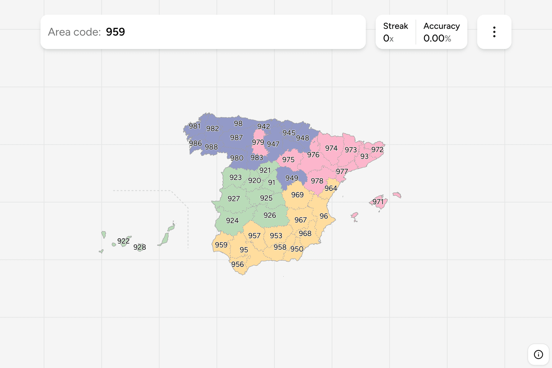 Screenshot of Spain Dialing Codes
